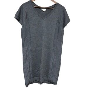 Garnet Hill Merino Wool Silk Dress Gray Short‎ Sleeve Womens Size L